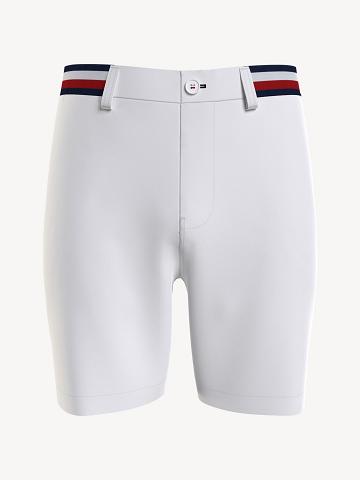 Férfi Tommy Hilfiger Signature stripe 7" Rövidnadrág Fehér | HU 1007ZUT